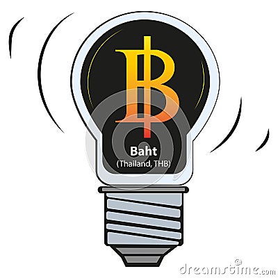Vector lamp with currency sign - Baht Thailand, THB Stock Photo